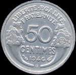 Pi�ce de 50 centimes Morlon - R�publique fran�aise - Libert� Egalit� Fraternit� - 1946 - revers