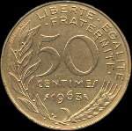 Pièce de 50 centimes Marianne - République française - Liberté Egalité Fraternité - 1963 - revers