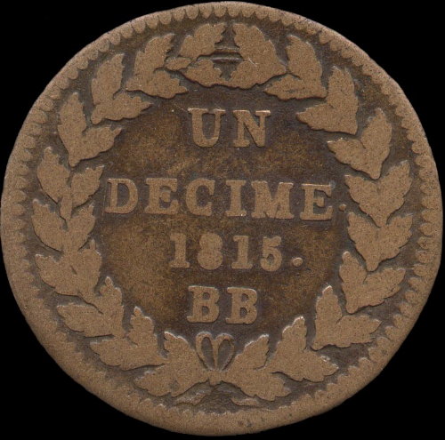 1 décime Louis XVIII 1815BB avec points après décime et 1815