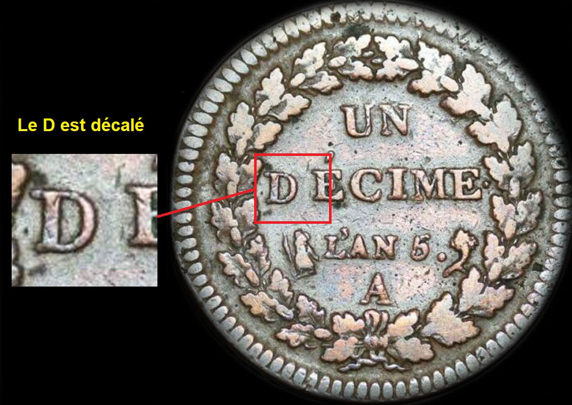 Variante D �loign� sur 1 d�cime An 5A Dupr�