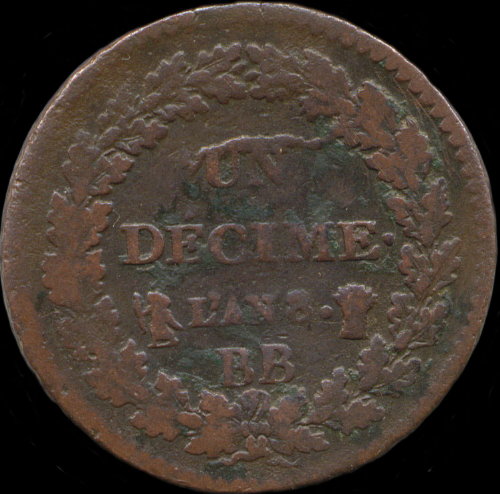 1 d�cime An 8BB avec point apr�s 8 - revers