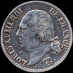 Pièce de ¼ franc Louis XVIII 1823W - avers