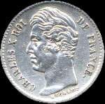Pi�ce de &frac14; franc Charles X 1827A - avers