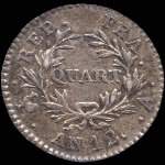 Pi�ce de &frac14; franc Bonaparte Premier Consul An 12A - revers