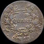 Pi�ce de &frac14; franc Napol�on Empereur An 13K - revers