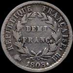 Pièce de 1/2 franc Napoléon Empereur - République française - 1808BB - revers