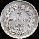 Pièce de 1/2 franc Louis-Philippe I Roi des français - 1833W - revers