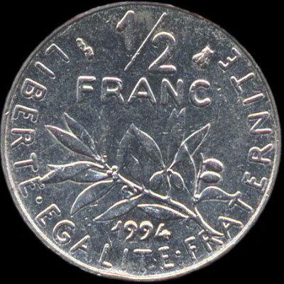 Variante abeille de la pièce de 1/2 franc 1994