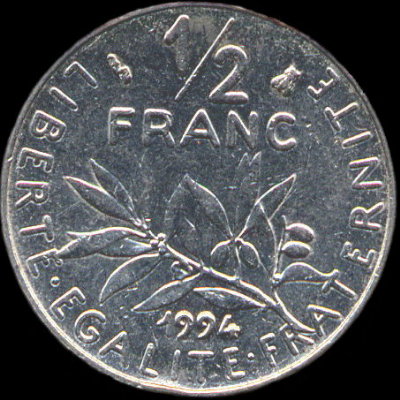 Variante abeille de la pi�ce de &frac12; franc 1994