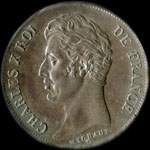 Pièce de 1 franc Charles X Roi de France - 1826W - avers