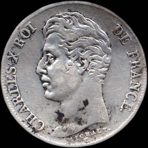 1 franc Charles X 1829B variante - avers