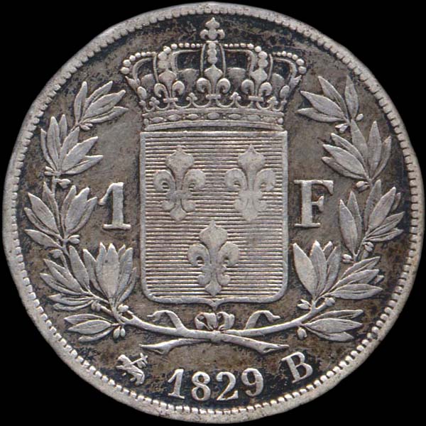 1 franc Charles X 1829B variante - revers