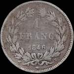 Pièce de 1 franc Louis-Philippe I Roi des français - 1846B - revers