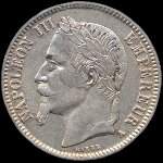 Pièce de 1 franc Napoléon III Empereur tête laurée - Empire français - 1867A - avers