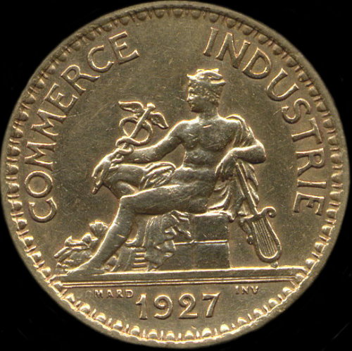 1 franc Chambres de Commerce 1927 avec signature incomplète, il manque DO