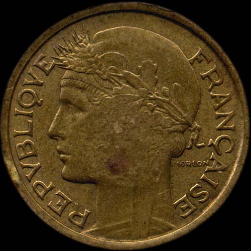 1 franc Morlon 1941 avec surfrappe Croix de Lorraine entour�e d'un parachute - avers