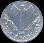 Pièce de 1 franc Bazor Etat français - Travail Famille Patrie - 1942 - avers