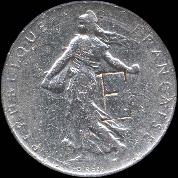 1 franc Semeuse 1960 avec sufrappe gros E