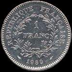 Pièce de 1 franc Convocation des Etats Généraux 5 mai 1789 - République française - 1989 - revers