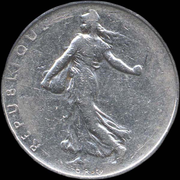 Variante avec manque FRANCAISE sur 1 franc Semeuse 1991