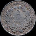 Pièce de 2 francs Cérès 1849A - République française - revers