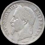 Pièce de 2 francs Napoléon III Empereur tête laurée 1866BB - Empire français - avers
