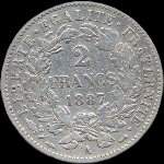 Pièce de 2 francs Cérès 1887A - République française - revers