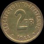 Pièce de 2 francs France Libre 1944 frappée à Philadelphie - revers