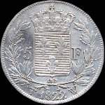 Pièce de 5 francs Louis XVIII Roi de France buste nu 1822W - revers