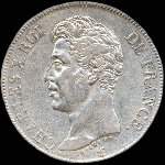 Pièce de 5 francs Charles X Roi de France 1er type 1826MA - avers