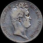 Pi�ce de 5 francs Louis-Philippe Roi des fran�ais t�te nue 1830A (vari�t� sans I) - avers