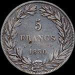 Pièce de 5 francs Louis-Philippe Roi des français tête nue 1830A (variété sans I) - revers