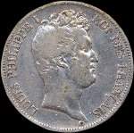 Pièce de 5 francs Louis-Philippe I Roi des français tête nue 1831W - avers