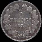 Pièce de 5 francs Louis-Philippe I Roi des français tête laurée 1831I - revers