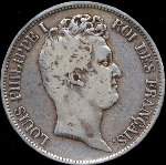 Pièce de 5 francs Louis-Philippe I Roi des français tête nue 1831D - avers