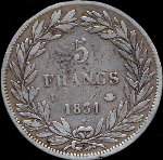 Pi�ce de 5 francs Louis-Philippe I Roi des fran�ais t�te nue 1831D - revers