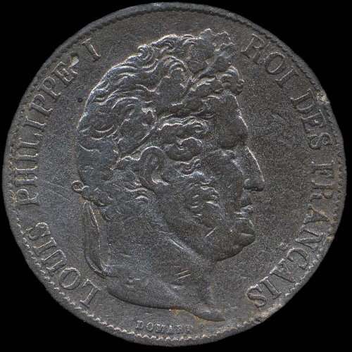 Faux en plomb d'�poque - 5 francs 1847A
