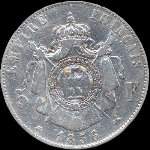 Pièce de 5 francs Napoléon III Empereur tête nue 1856BB - Empire français - revers