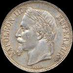 Pièce de 5 francs Napoléon III Empereur tête laurée 1868BB - Empire français - avers