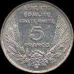 Pièce de 5 francs Bazor 1933 - République française - revers