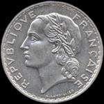 Pièce de 5 francs Lavrillier aluminium 1938 - République française - avers