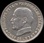 Pi�ce de 5 francs Philippe P�tain Mar�chal de France - Chef de l'Etat 1941 - Travail Famille Patrie - avers