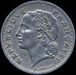 Pi�ce de 5 francs Lavrillier aluminium 1949 - R�publique fran�aise - avers