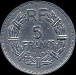 Pi�ce de 5 francs Lavrillier aluminium 1949 - R�publique fran�aise - revers