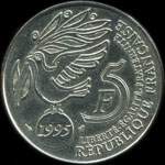 Pièce de 5 francs - 50ème anniversaire de l'ONU 1995 - revers