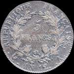 Pièce de 5 francs Napoléon Empereur An 12A - République française - revers