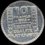 Pièce de 10 francs Turin argent 1938 - revers