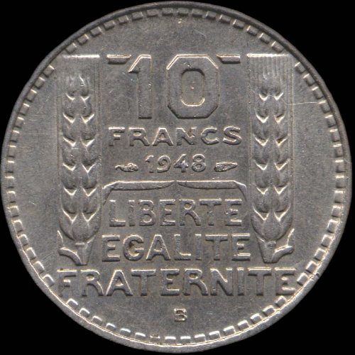 Variante de la pièce de 10 francs Turin 1848 B - 1848B avec B éloigné du listel