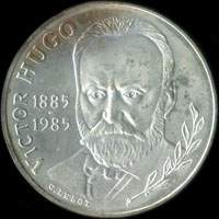 Pièce de 10 francs Victor Hugo 1885-1985 argent BU - avers