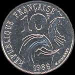 Pièce de 10 francs République 1986 par Jimenez - revers